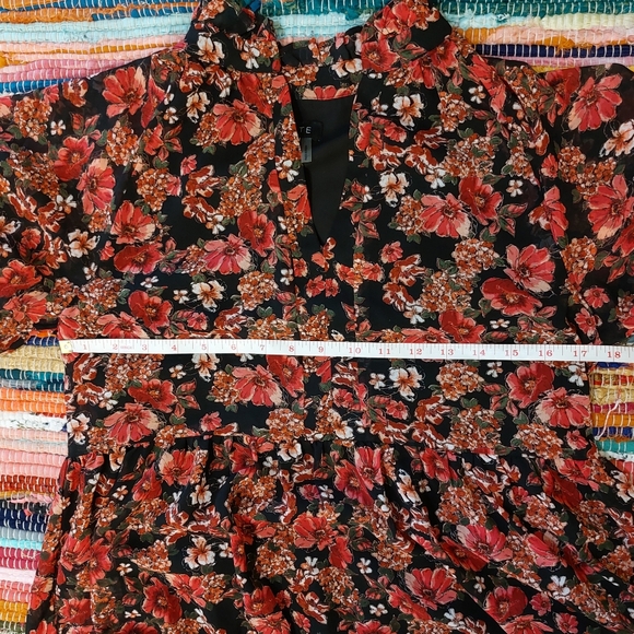 1. STATE Sheer Floral Fuchsia Pink & Black Ruffle Babydoll Spring Summer Dress - Picture 10 of 15